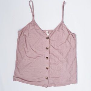 Wishlist dusty rose tank top tank top with tortoise shell buttons (Size Large)